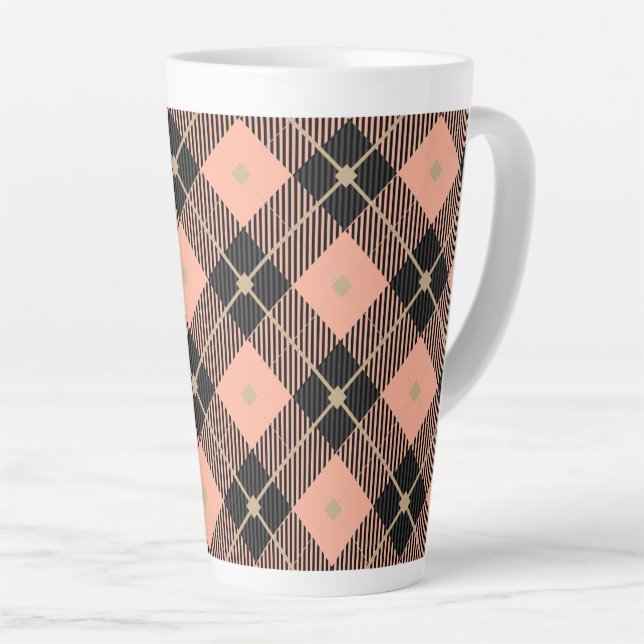 Tasse Latte Noir de bûcheron PInk Plaid (Angle droit)