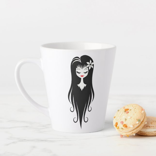 Tasse Latte Noir et blanc jolie Ghoul (En situation)