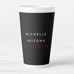 Tasse Latte Noir minimaliste Rouge Professionnel Nom moderne