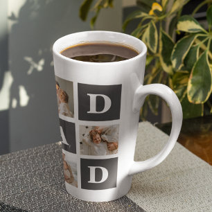 Tasse Latte Noir moderne Photo Collage Papa Meilleur cadea