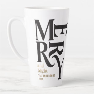 Tasse Latte Noir & or vintage merry chritsmans faveur cadeau