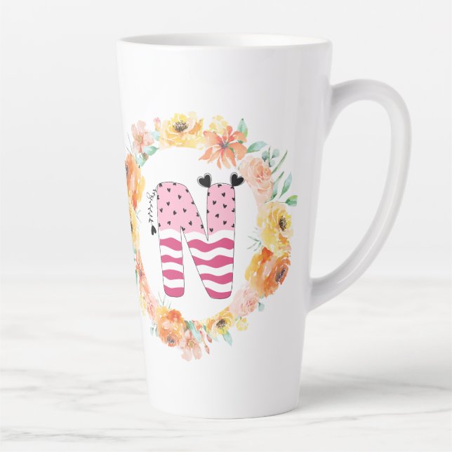 Tasse Latte Nom Alphabet "N" (Droite)