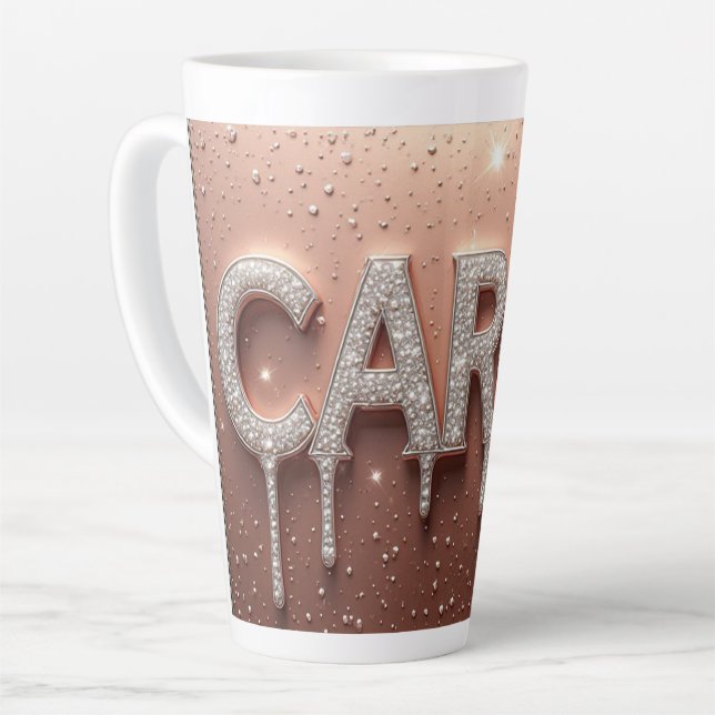 Tasse Latte Nom Carol en or ruisselant (Angle gauche)