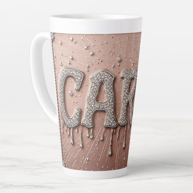 Tasse Latte Nom Carol en or ruisselant (Angle gauche)