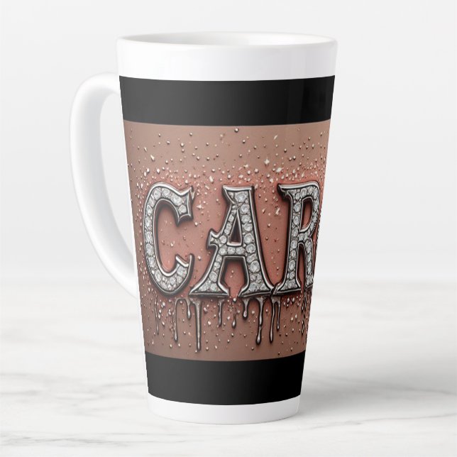 Tasse Latte Nom Carol en or ruisselant (Angle gauche)