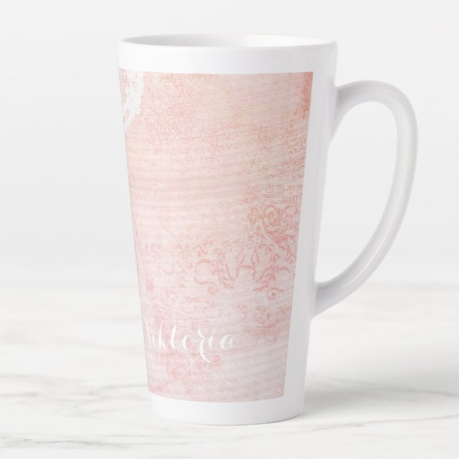 Tasse Latte Nom De Calligraphie Rose Abstrait Dans Le Motif (Droite)