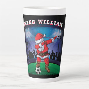 Tasse Latte Nom de la Personnaliser Père Noël Christmas Soccer