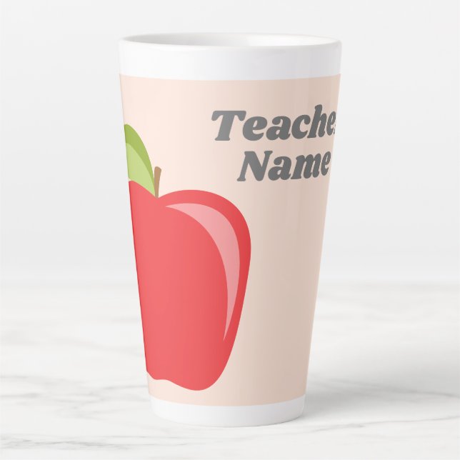 Tasse Latte Nom de l'enseignant personnalisé avec Apple modern (Devant)
