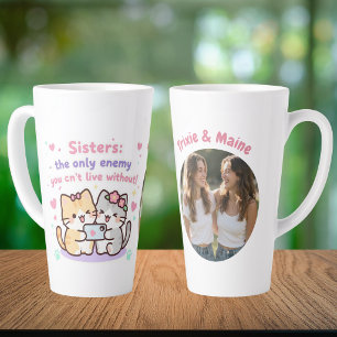 Tasse Latte Nom de photo de citations modernes simples de sœur