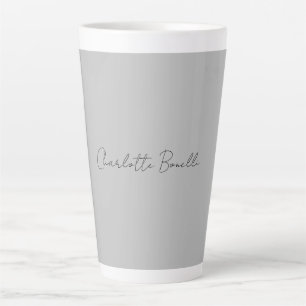 Tasse Latte Nom de script manuscrit minimaliste Gris