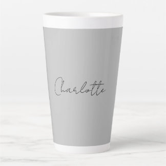 Tasse Latte Nom de script manuscrit minimaliste Gris