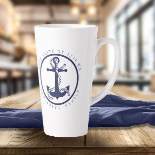 Tasse Latte Nom du bateau et Ancre Marine/Monnaie ID619