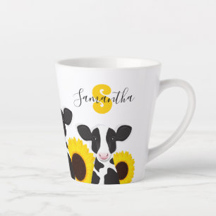 Tasse Latte Nom du monogramme Fleur de vache Tournesol