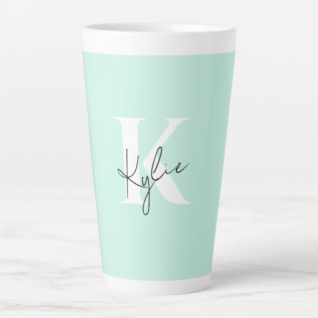 Tasse Latte Nom du monogramme personnalisé de la crème à la me (Devant)