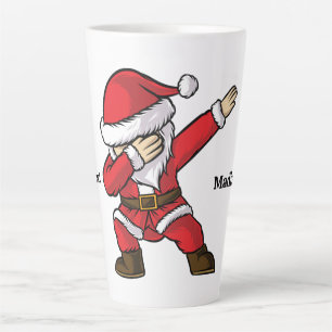 Tasse Latte Nom et texte personnalisés Danse Père Noël
