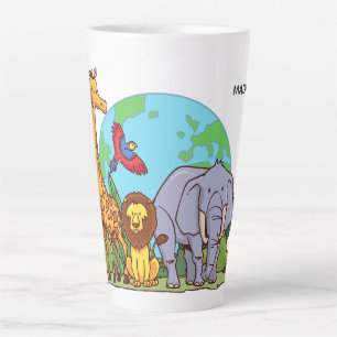 Tasse Latte Nom et texte personnalisés Terre avec animaux