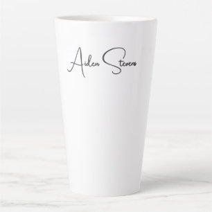 Tasse Latte Nom minimaliste noir et blanc simple et élégant