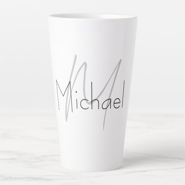 Tasse Latte Nom moderne minimaliste monogramme (Devant)