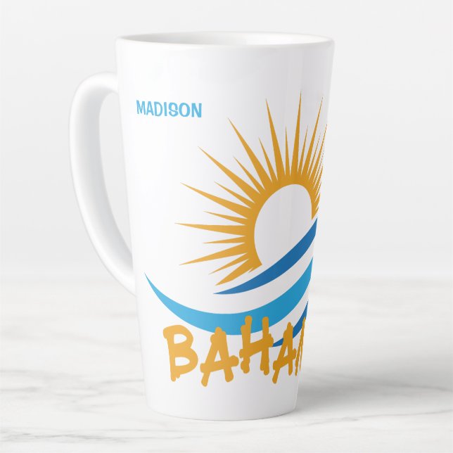Tasse Latte Nom personnalisé Bahamas (Angle gauche)