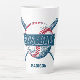 Tasse Latte Nom personnalisé Baseball