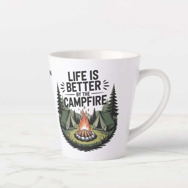 Tasse Latte Nom personnalisé Camping (Droite)