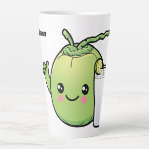 Tasse Latte Nom personnalisé Cute Coconuts