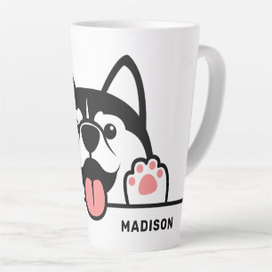 Tasse Latte Nom personnalisé Cute Siberian Husky