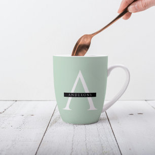 Tasse Latte Nom personnalisé de la menthe pastel minimaliste