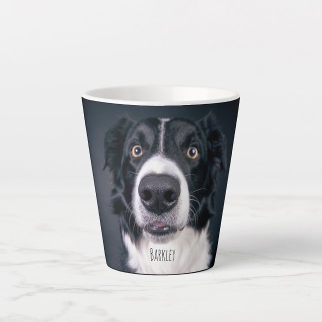 Tasse Latte Nom personnalisé de la photo de chien (Devant)