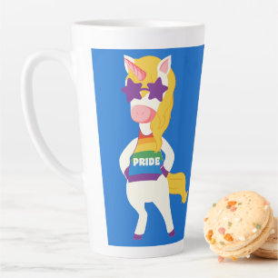 Tasse Latte Nom personnalisé et texte Gay licorne