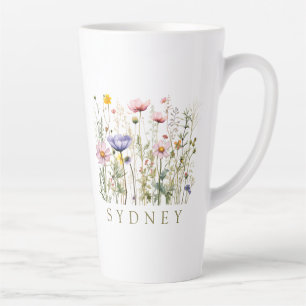 Tasse Latte Nom personnalisé fleur sauvage