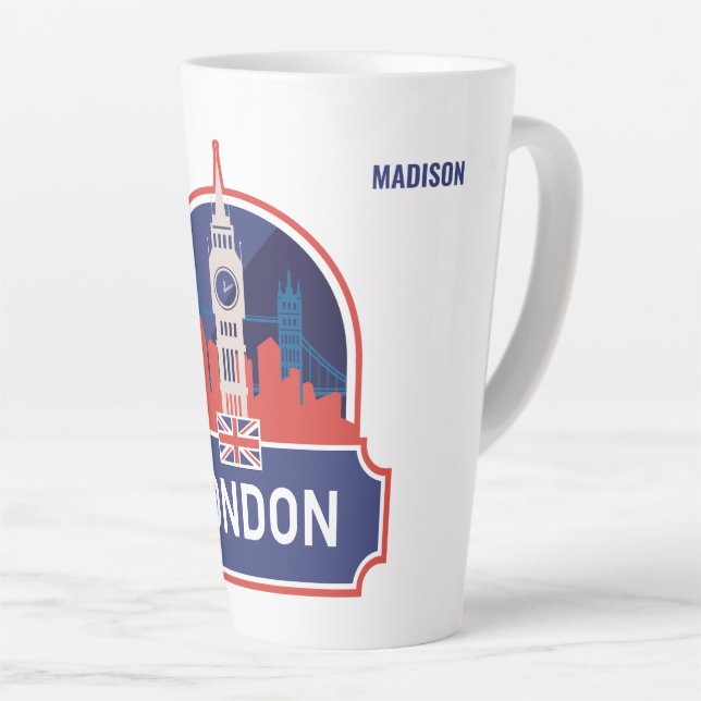 Tasse Latte Nom personnalisé Londres (Angle droit)
