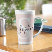 Nom personnalisé moderne Monogram Pastel Rose
