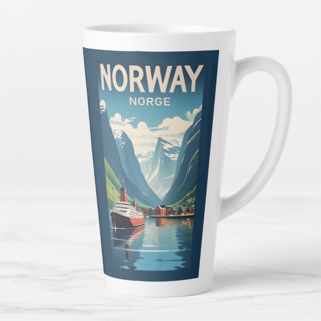 Tasse Latte Nom personnalisé Norvège (Droite)
