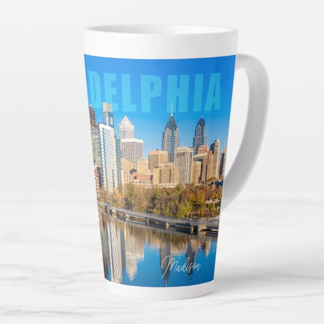 Tasse Latte Nom personnalisé Philadelphia Pennsylvanie (Angle droit)