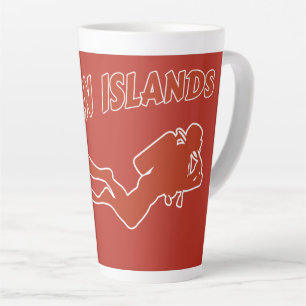 Tasse Latte Nom personnalisé Plongeur en scaphandre des îles C