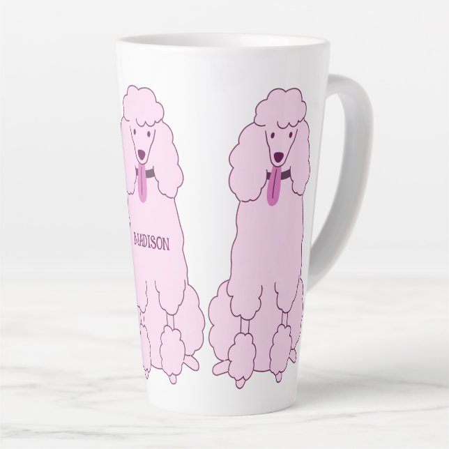 Tasse Latte Nom personnalisé Poodles roses (Angle droit)