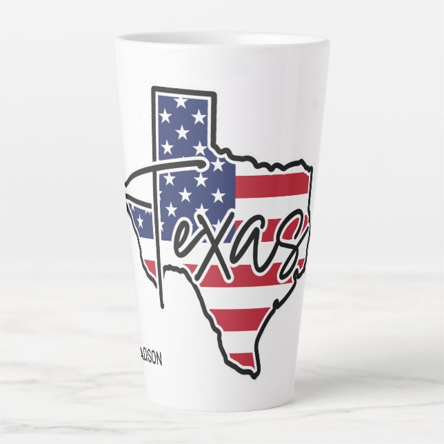 Tasse Latte Nom personnalisé Texas (Devant)