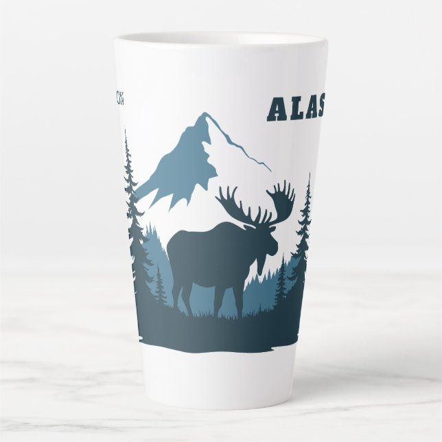Tasse Latte Nom personnalisé & Texte ALASKA (Devant)