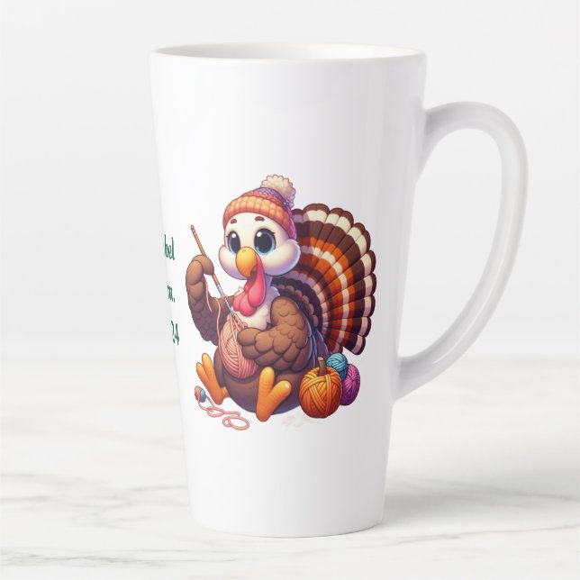 Tasse Latte Nom personnalisé turkey crochet (Droite)