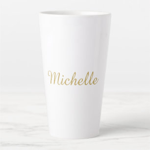 Tasse Latte Nom propre Créatif Tendance Couleur Or Script