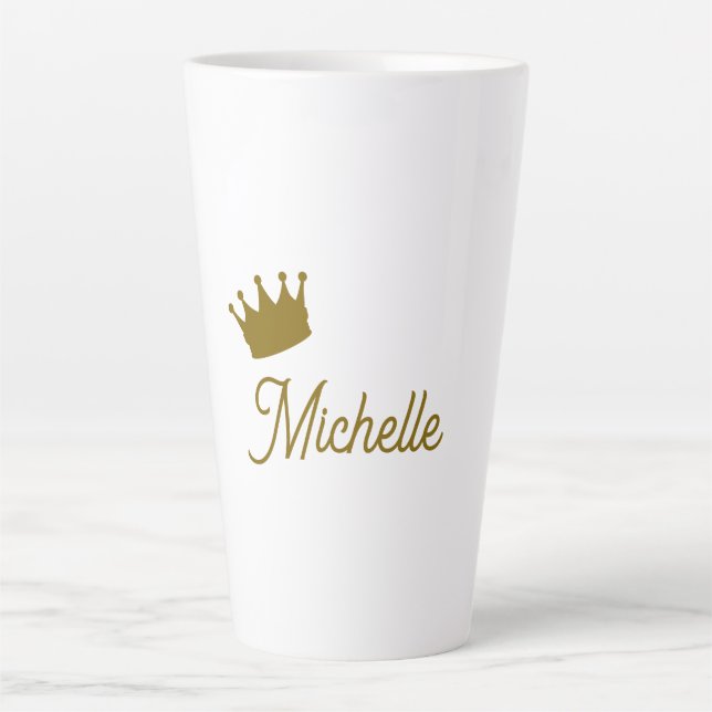 Tasse Latte Nom propre Créatif Tendance Couleur Or Script (Devant)