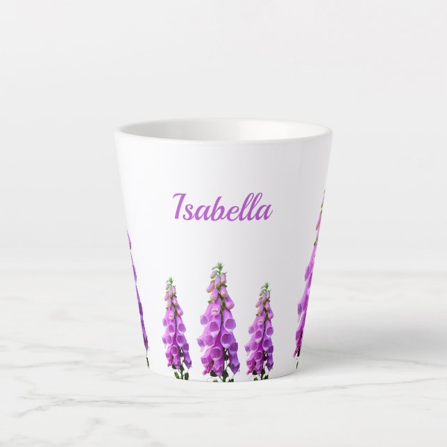 Tasse Latte Nom rose fleur sauvage fleuri blanc pourpre (Devant)