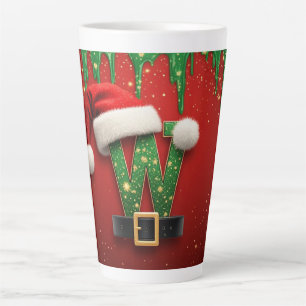 Tasse Latte Noms de vacances scintillants W pour l'hiver