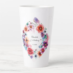 Tasse Latte Noms floraux créatifs mariages de couple et date
