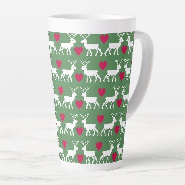Tasse Latte Nordic Reindeer & Hearts Motif (Angle droit)