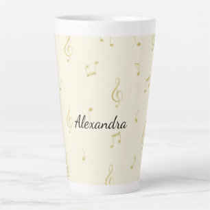 Tasse Latte Notes de musique en or blanc