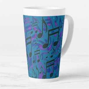 Tasse Latte Notes de Musique Motif Musical Bleu Violet