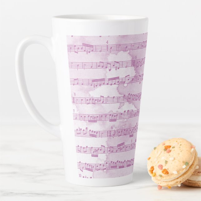 Tasse Latte Notes musicales aquarelle (En situation)