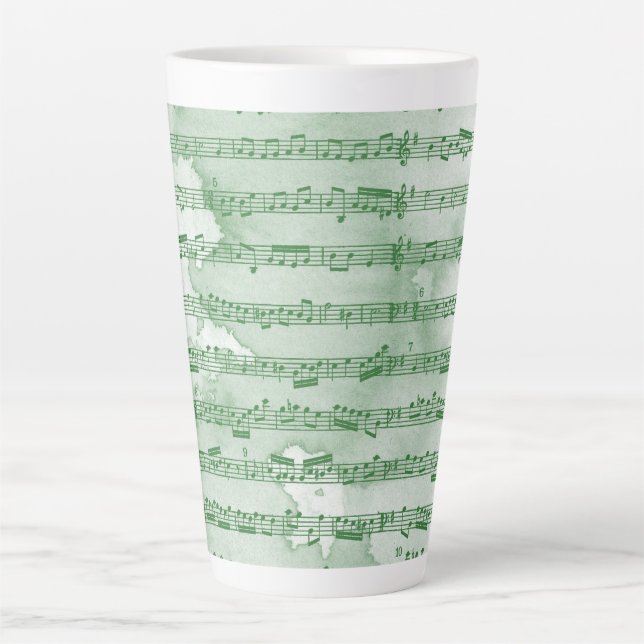Tasse Latte Notes musicales aquarelle (Devant)